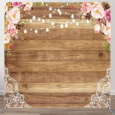 Aperturee - Aperturee Romantic Floral Lace Light Wood Pillow Case Backdrop